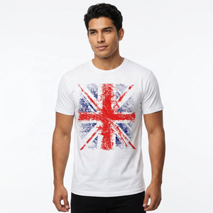 T-shirt en coton blanc pour homme avec imprimé, manches courtes, col rond, coupe classique, jersey tricoté - Product Image 4
