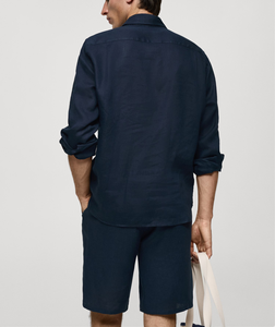 Camisas de Lino Francés 100% Puro para Hombre, Manga Larga, Cuello Clásico, Estilo Casual, Básico, Retro, Color Sólido - Product Image 5