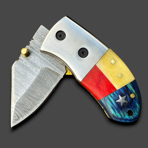 Cuchillo Plegable de Bolsillo para Camping, Miniatura, de Acero de Damasco, Personalizable, con Hoja de 2 Pulgadas, Afilada como una Navaja, Venta al Por Mayor, Compatible con OEM/ODM - Product Image 1