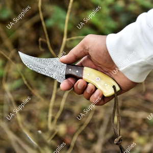 Cuchillo Táctico de Supervivencia para Exteriores de Alta Calidad, Forjado a Mano en Acero de Damasco, Hoja Fija, Mango de Madera, Punta de Gota, Afilado como una Navaja, para Caza - Product Image 4