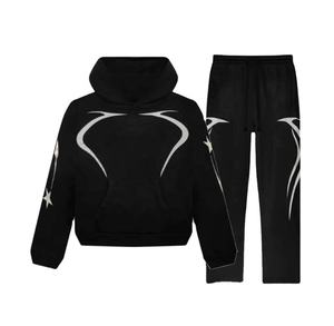 Chándal de algodón desgastado para hombre, pantalones de chándal con lavado ácido para hombre con cremallera personalizada, Sudadera con capucha y logotipo impreso - Product Image 4