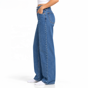 Wholesale Women Wide Leg Jeans Stretch Denim Custom Logo for Streetwear Brands S-XL Low MOQ Factory Direct - Product Image 2