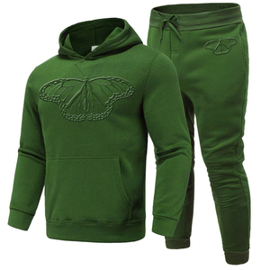 OEM Wholesale Unisex Oversized Faded Grey Fleece Tracksuit <b>Mens</b> Embossed Number <b>Pullover</b> Hoodie Loose Fit Sweat Pant Set - Product Image 1