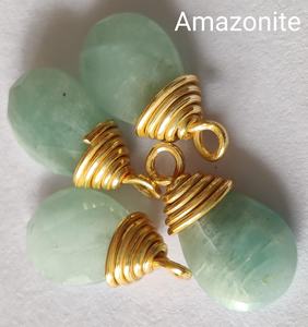 Autodrop Shaped Natural Amazonite Pendant Cute Style Sterling <b>Silver</b> 18K Gold Plated Bezel Setting Jewelry for Engagement - Product Image 1