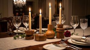 Porte-bougie en bois fait main Aqdus Saleem, support de bougie rustique, centre de table écologique pour la maison, mariage, décoration de Noël - Product Image 4
