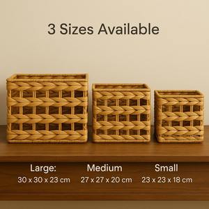 ตะกร้าเก็บของสานมือจากผักตบชวา ตะกร้าเก็บของทำมือ ขายส่ง เป็นมิตรกับสิ่งแวดล้อม ผลิตในเวียดนาม - Product Image 6