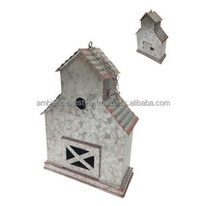 Casa decorativa para pájaros de hierro y metal, refugio colgante para jardín, caja de anidación para exteriores para pájaros pequeños en el patio trasero. - Product Image 6