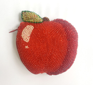 Handmade Classic <b>Wrist</b> Coin Purse Glass Beaded with Zipper <b>Strap</b> Pouch Cute Wallet Mixed Colors Apple Strawberry Watermelon - Product Image 1