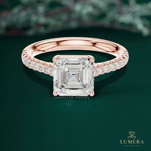 Hot Selling Solid Gold Asscher Shape Lab Grown Diamond Women Engagement Wedding Ring fashion jewelry rings - Product Image 2