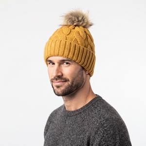 Bonnet d'hiver unisexe en tricot torsadé épais, côtelé, chaud et doux avec pompon, bonnet tricoté sur mesure pour l'extérieur - Product Image 6