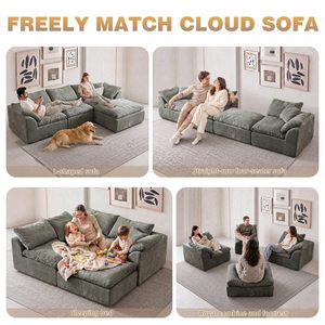 Lüks Modern Modüler Köşe Koltuk Yatak <span class=keywords><strong>3</strong></span> Kişilik L Şeklinde Derin Oturma Alanlı Şönil Kumaş Bulut Kanepe ve Depolama Alanlı Puf - Product Image 5