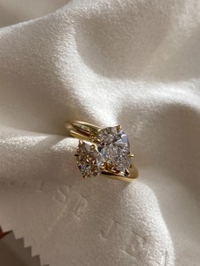 Double Pear Lab Grown <b>Diamond</b> <b>Ring</b> 18k Gold Women's Wedding Band Two Stone Trendy IGI Certified - Product Image 1