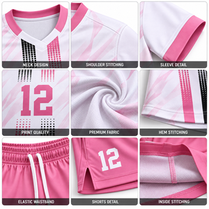 Uniforme de fútbol sublimado personalizado para mujer, camiseta de fútbol ligera, transpirable, de secado rápido, con cuello en V, pantalones cortos, kit de equipo personalizado Na - Product Image 3