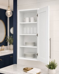 <b>White</b> Modern Wall Mounted Kitchen Cabinet Shaker <b>Door</b> Storage Cupboard Ready to Assemble for Apartment Villa - Product Image 5