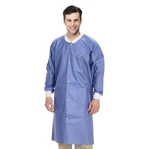 Camici da Laboratorio Monouso XX-Large per Adulti, Confezione da 50, Blu, SMS, Lunghezza al Ginocchio, 45 GSM, Uniformi Ospedaliere Monouso - Product Image 1