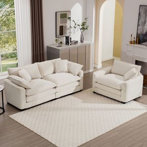 Modern Two-Piece Living Room <b>Sofa</b> <b>Set</b> Single and 2-Seater for <b>Small</b> Spaces Light and Stylish - Product Image 1