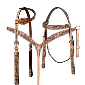 ชุดอุปกรณ์ม้าตะวันตกทำจากหนังแท้ทนทาน พร้อมสายรัดอกแบบสานตะกร้า สายบังเหียน และคอนโชส์ สีสันปรับแต่งได้สำหรับใช้งานในฟาร์มหรือขี่ม้าบนทางเดิน - Product Image 3