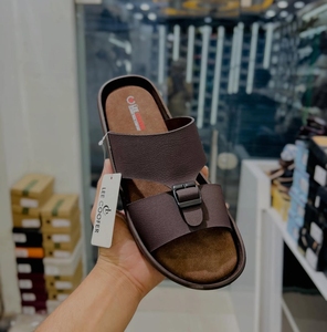 Fox Men Genuine Leather Casual Flat <b>Sandals</b> Open Toe Buckle Closure Breathable Front/Rear Strap Anti-Slip Rubber Outsole - Product Image 1