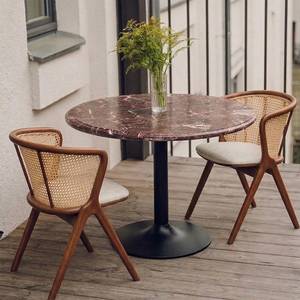 Modern Red Jesper Marble Square Hotel Restaurant <b>Table</b> Metal Pedestal Base Ganpati GN1072 Foldable Portable Semi-Outdoor - Product Image 2