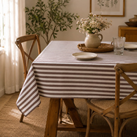 Nappe en coton rayée de qualité supérieure pour table à manger |   Nappe décorative lavable pour cuisine, salle à manger, fêtes et maison