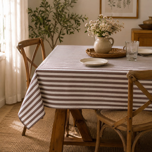 Premium Striped Cotton <b>Tablecloth</b> for Dining Table | Washable Decorative Table Cover for Kitchen Dining Room Parties and Home - Product Image 2