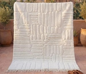 Alfombra de lana de Beni Ourain para decoración del hogar, tapete de lana azul tejido a mano con montañas, marroquí, Vintage, Berber, marroquí - Product Image 6