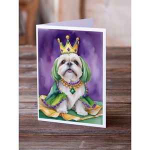 Lhasa Apso King of Mardi Gras Whimsical A7 Blank Greeting Cards Pack of 8 with <b>Envelopes</b> <b>5x7</b> Note Size - Product Image 2