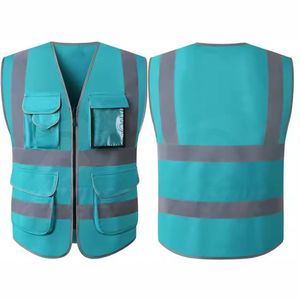 Gilet de sécurité réfléchissant personnalisé à haute visibilité, certifié ANSI Classe 2 EN ISO 20471, en coton respirant, avec LED clignotante fluorescente - Product Image 2