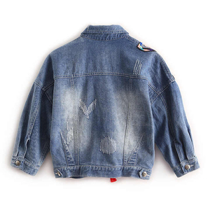 Women's <b>Denim</b> <b>Jacket</b> Light Wash Distressed Casual Regular Fit Autumn Solid Color Cotton Fabric Hole Decoration Back Logo - Product Image 6