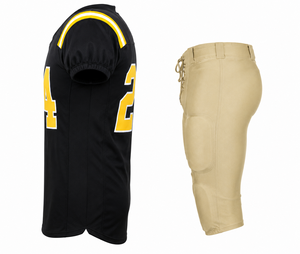 Ensemble d'uniformes de football américain style mode noir et jaune, numéro 24, unisexe adulte, respirant, en polyester, vente en gros - Product Image 6