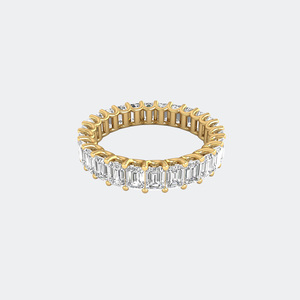 แหวนเพชรทรงเอเมอรัลด์ 3.90 กะรัต ผลิตในห้องปฏิบัติการ แบบ Eternity Ring ระดับความสะอาด VVS VS ตัวเรือนทอง 14K สี DEF ทรง Step Cut ขนาดใหญ่ สามารถสวมซ้อนกับแหวนแต่งงานได้ - Product Image 4