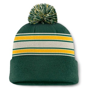 Nouveau bonnet tricoté de Noël pour enfants, tendance, rayé rouge, blanc et vert, en acrylique, avec pompon en fourrure, idéal pour les voyages et la plage - Product Image 6