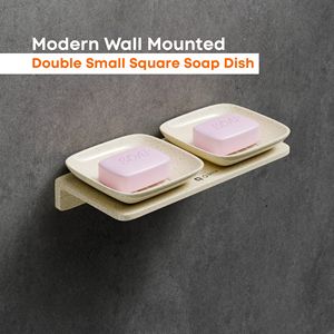 ที่วางสบู่แบบติดผนังสองชั้นทรงสี่เหลี่ยมเล็ก สำหรับห้องอาบน้ำและห้องน้ำ ประหยัดพื้นที่ - Product Image 2