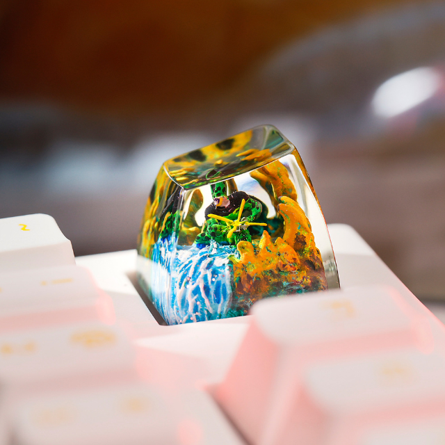 Keycaps Mystical Anime, Custom Artisan Keycaps, Keycaps Anime Cute, Green Keycaps, Keycaps Set, Keycaps Resin