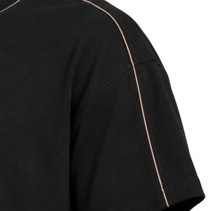 Black Mens Oversized T Shirt And Shorts <b>Set</b> Contrast Piping Custom Logo Crew Neck Casual Streetwear Summer Two Piece Wholesale - Product Image 5