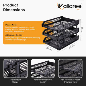 3 Tier Foldable Adjustable Modern <b>Simple</b> DIY Assembly Black Water Resistant Document Tray ABS Plastic Tabletop <b>Desk</b> Office - Product Image 2