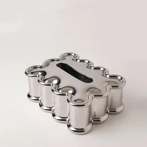 Caja de pañuelos de diseño de lujo, cuadrada, de metal y acero, decorativa para accesorios de baño, hogar y hotel. - Product Image 4