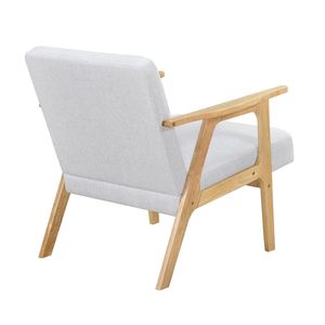 Poltrona Moderna Contemporanea in Tessuto Grigio con Struttura in Legno di Gomma Naturale, Arredamento Moderno per Soggiorno - Product Image 6