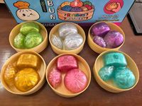 Ensemble de jouets sensoriels anti-stress en forme de nourriture : pain, boulette, pain vapeur