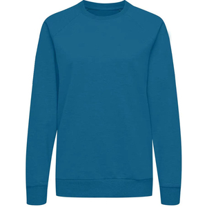 Crew Neck <b>Pullover</b> Sweatshirt Solid Color Knitted Regular Fit Unisex Casual Wear Autumn Blue Long Sleeve - Product Image 1