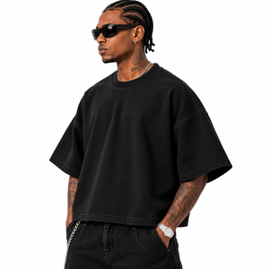 Camiseta Corta Oversize Personalizada para Hombre al por Mayor, Camiseta de Corte Cuadrado, Camiseta de Streetwear de Peso Pesado, Camiseta Corta con Estampado Gráfico Personalizado para Hombre - Product Image 6