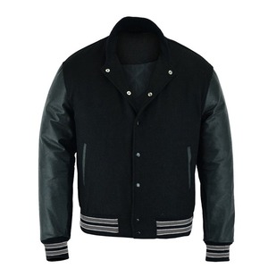 Blouson universitaire TOPEAK SPORTS OEM 2026 en laine noire à col montant, grande taille, coupe-vent, respirant, écologique, chauffant pour l'hiver - Product Image 4