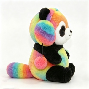 Peluche de panda rojo personalizado, peluche de panda rojo multicolor, peluche de panda rojo arcoíris, peluche de panda rojo con efecto tie-dye - Product Image 1