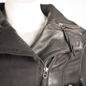 Chaqueta Corta de Cuero para Mujer, Estilo Biker, Ajustada, a la Moda, para Invierno y Estilo Urbano - Product Image 3