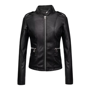 <b>Men's</b> PU <b>Leather</b> Moto Biker <b>Jacket</b> Stand Collar Zipper Closure Slim Fit Autumn Style - Product Image 2