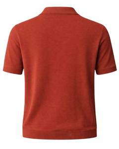 Customized Rust <b>Orange</b> Men Knit <b>Polo</b> Shirt Short Sleeve Ribbed Hem Slim Fit Casual Cotton Blend Plain Design Custom Manufacturer - Product Image 2
