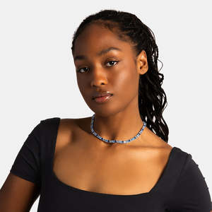 Luxury Blue Sapphire & Moissanite Tennis <b>Choker</b> Necklace 925 Sterling <b>Silver</b> VVS Moissanite Diamond Necklace for Women - Product Image 3
