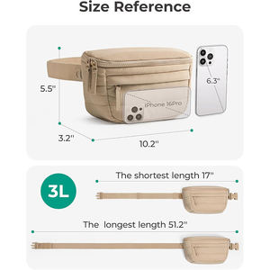 Unisex Waterproof Polyester Fanny Pack Two-Way Zipper Closure Adjustable Strap Puffy <b>Pillow</b>-<b>Shaped</b> Belt Waist Bag Outdoor Travel - Product Image 2