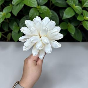 Flores de Sola Hechas a Mano y Sostenibles, Tipo Dalia de Nieve, Fibra Vegetal de Sesbania, 8.5 CM, Phra Nakhon Si Ayuttaya - Product Image 4