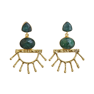 Boucles d'oreilles pendantes en pierre avec corindon, bijoux de mode - Product Image 1